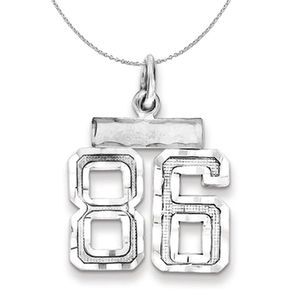 Silver, Varsity Collection, Small D/C Number 86 Necklace - 20 In